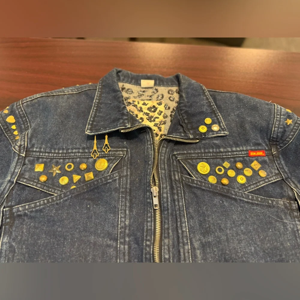 1980s Vintage Bon Jour Denim Cropped Jacket size Medium - Picture 5 of 11